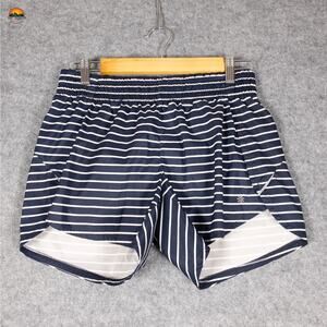 Athleta Athletic Running Shorts Navy Blue White Striped Racer Run Women's Small